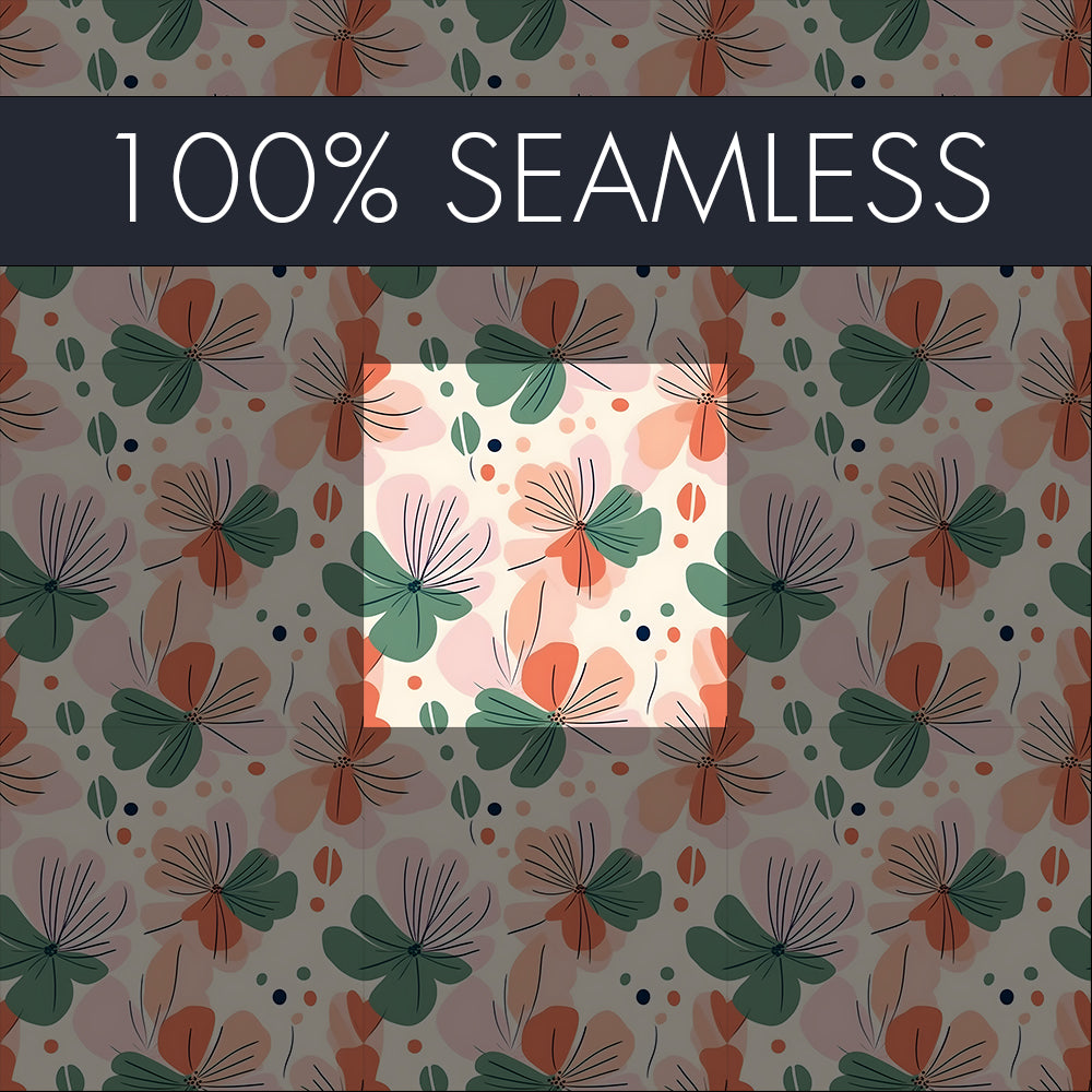 7x Abstract FLat Flowers Seamless Pattern Designs | Digital download