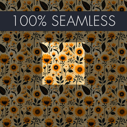20x Watercolor Sunflowers Seamless Pattern design | Digital download