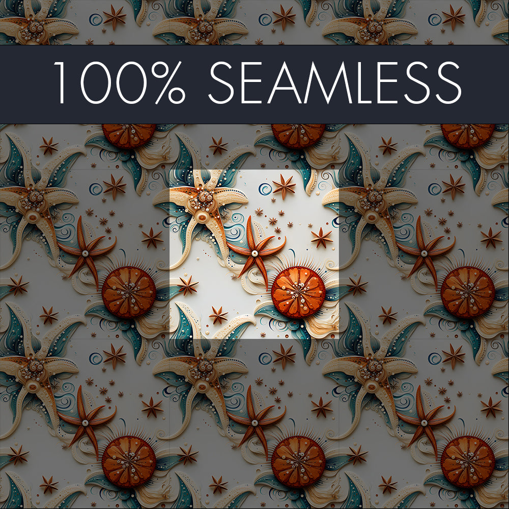 8x Seamless Starfish Pattern Designs | Digital download