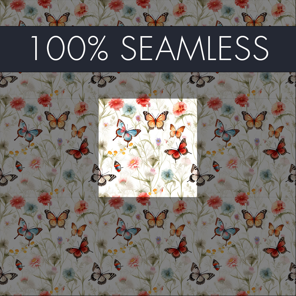 12x Butterflies and flowers Seamless Pattern Bundle | Digital download