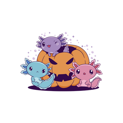 Axolotls with halloween pumpkin |  Unisex Hoodie