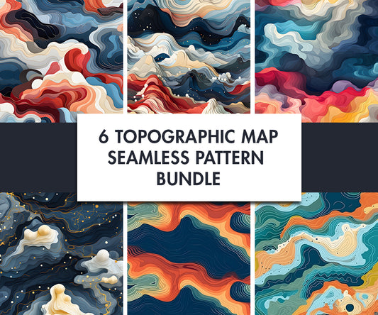 6x Artistic Topography Seamless Pattern Designs | Digital download
