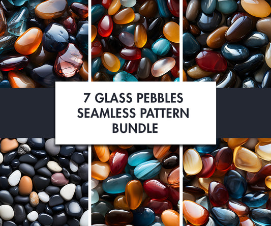 7x Glass pebbles Seamless Pattern designs | Digital download