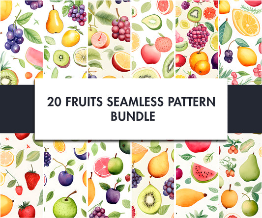 20x Fruits Seamless Pattern Bundle | Digital download