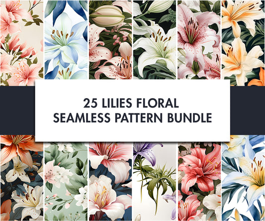 25x Lilies floral Seamless Pattern Designs | Digital download