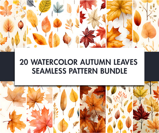 20x Watercolor leaves Seamless Pattern designs | Digital download