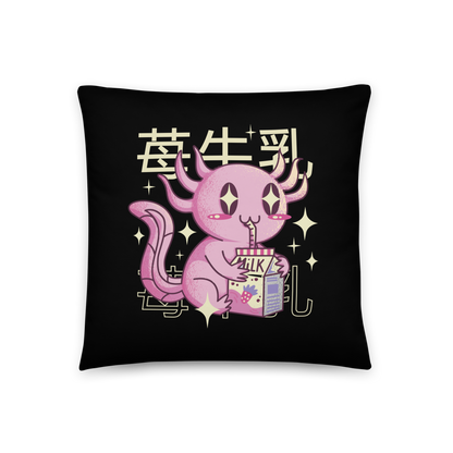 Kawaii axolotl and strawberry milk | Basic Pillow