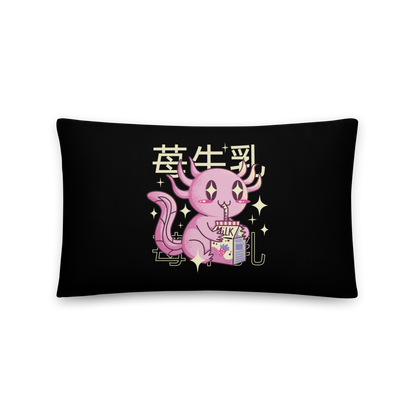 Kawaii axolotl and strawberry milk | Basic Pillow