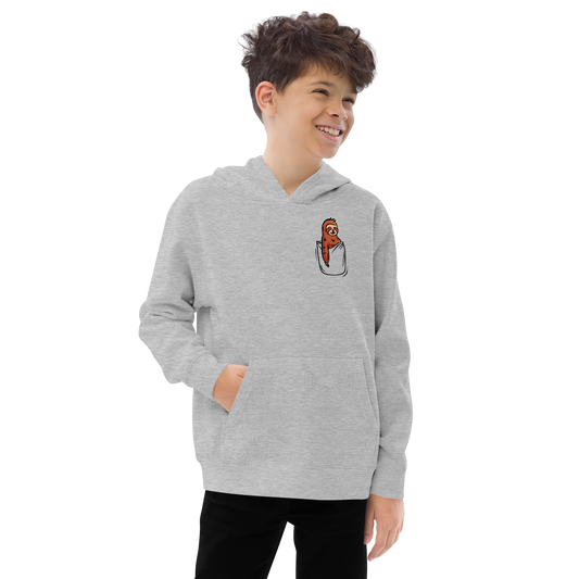 Sloth in a pocket color | Kids fleece hoodie