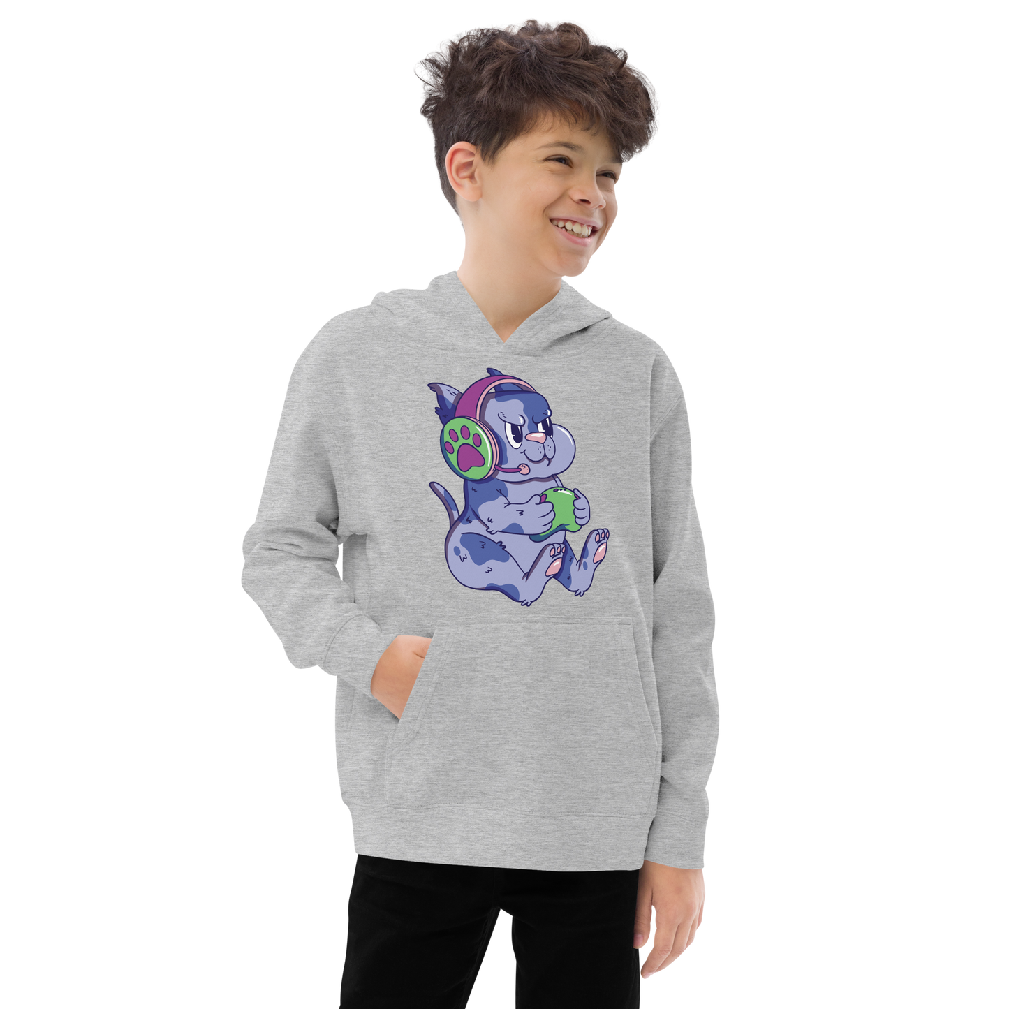 Cute gamer cat | Kids fleece hoodie