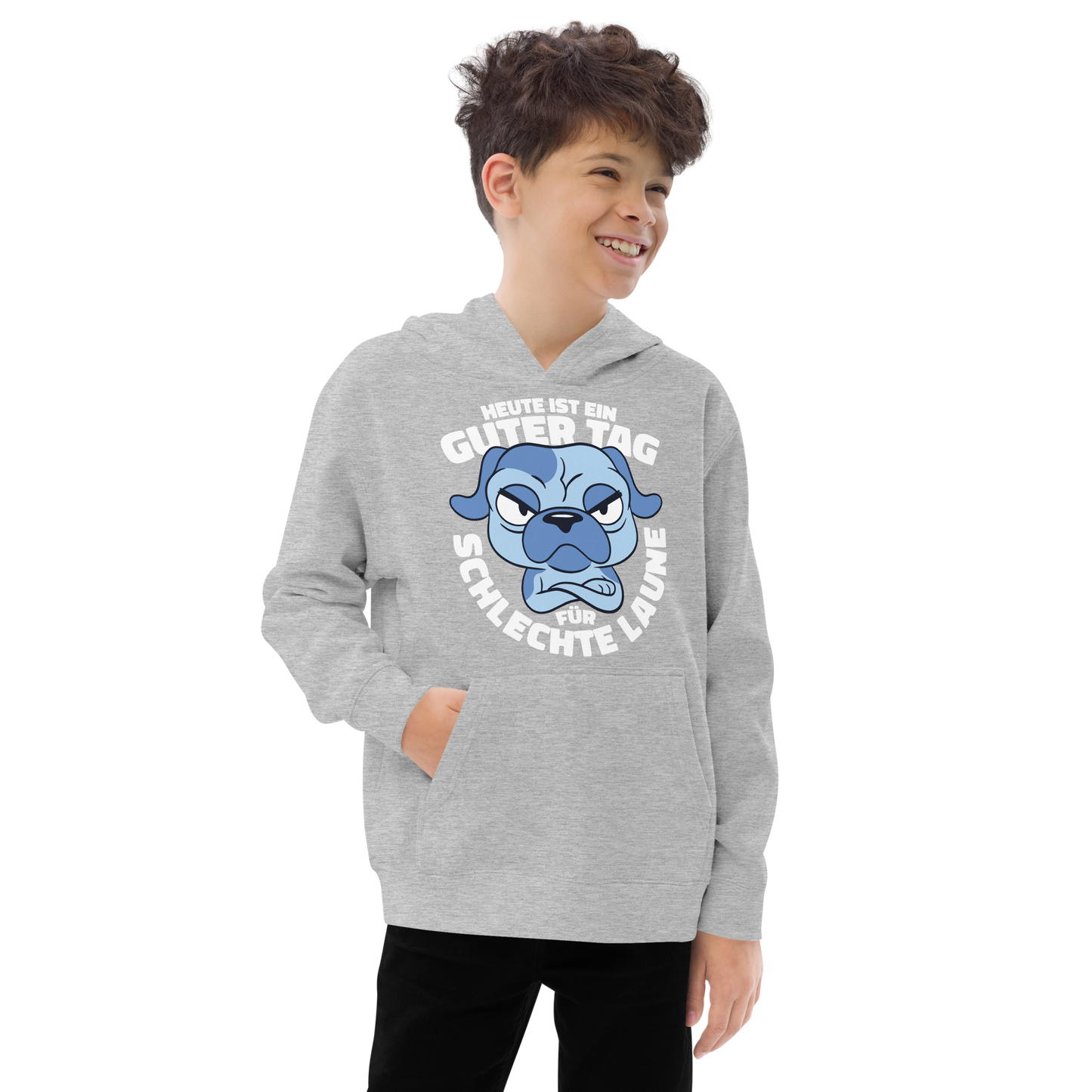 Angry blue dog animal | Kids fleece hoodie