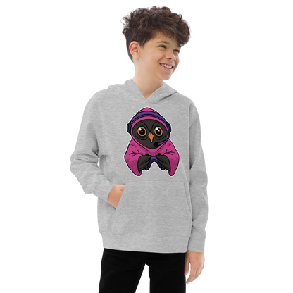 Owl animal gamer cartoon | Kids fleece hoodie