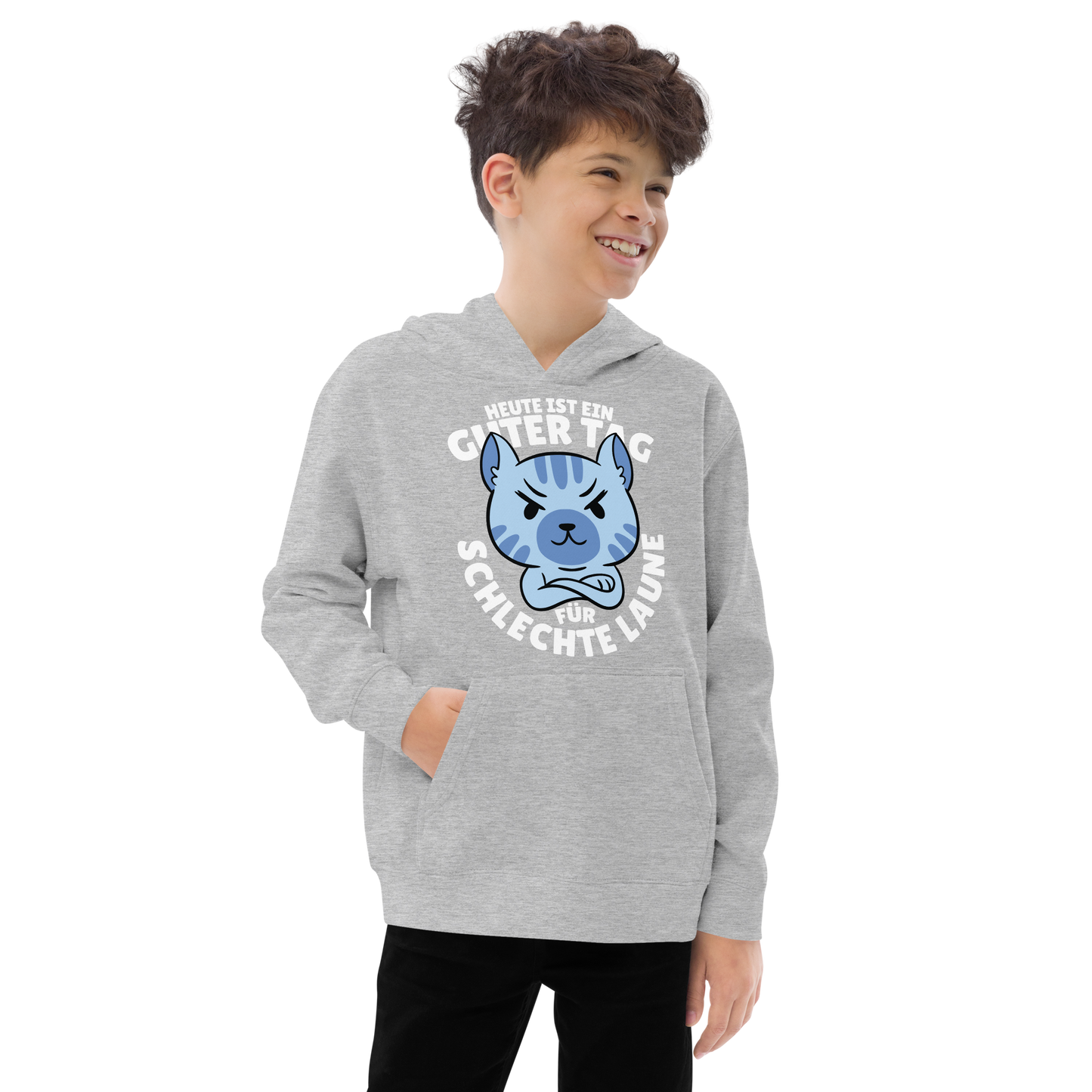 Angry cat german quote | Kids fleece hoodie