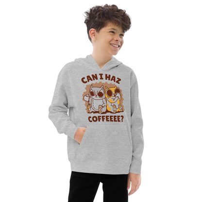 Funny coffee cat cartoons | Kids fleece hoodie