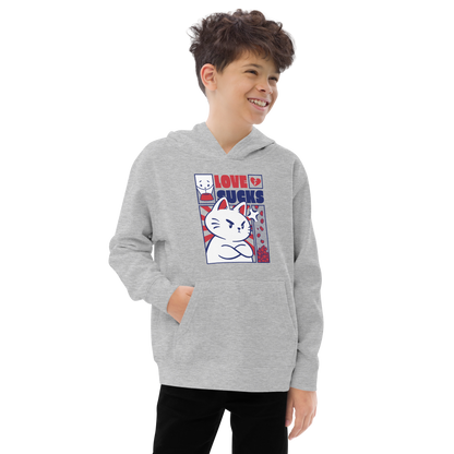 Angry cat anti valentines day | Kids fleece hoodie