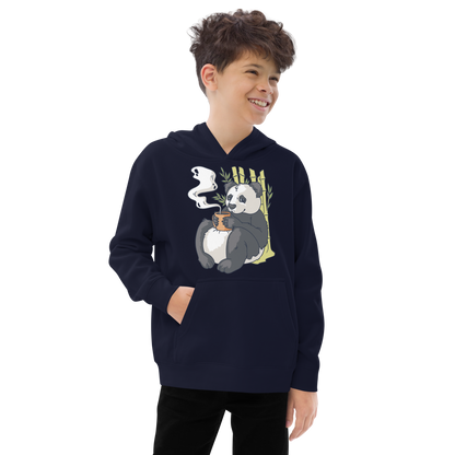 Panda drinking coffee | Kids fleece hoodie