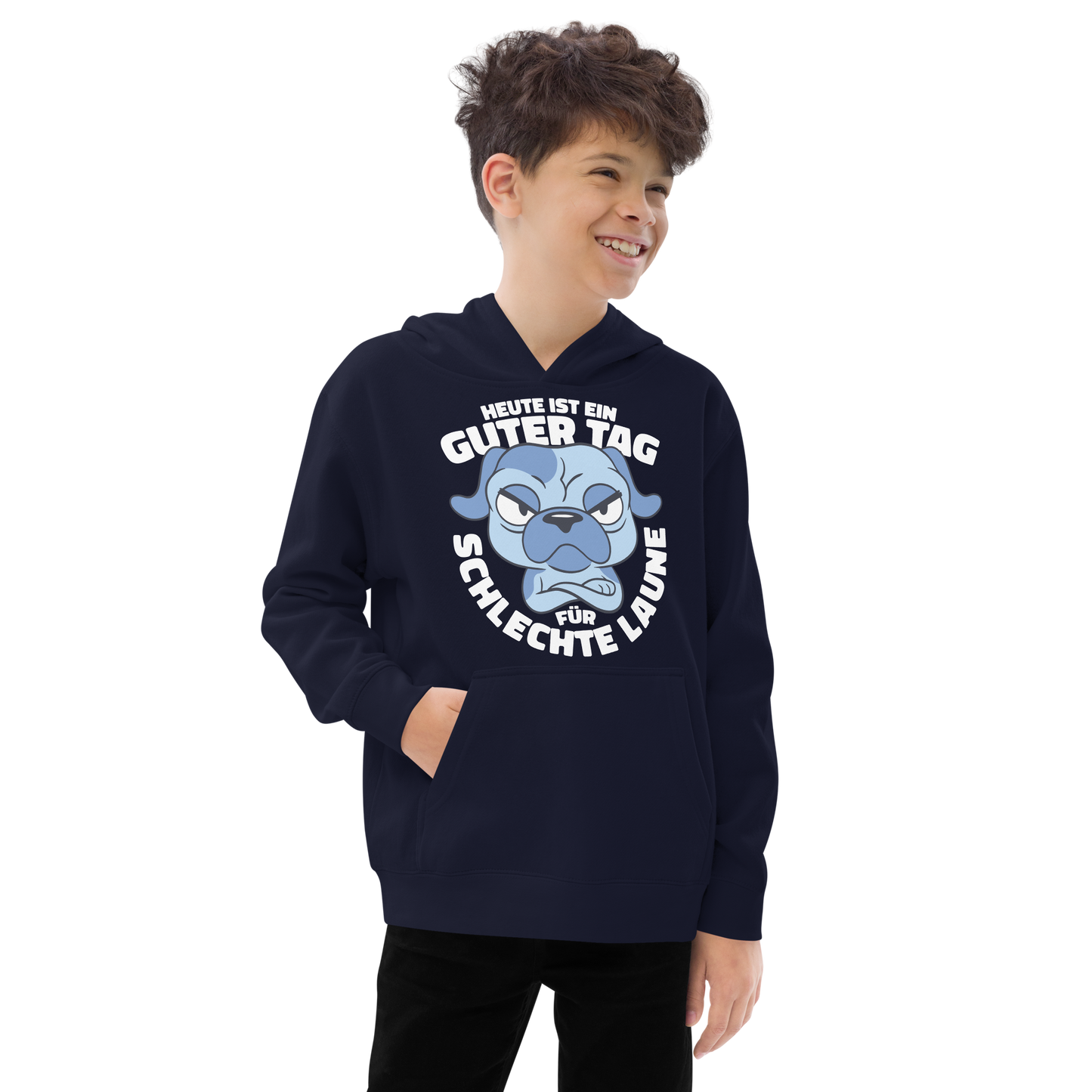 Angry blue dog animal | Kids fleece hoodie