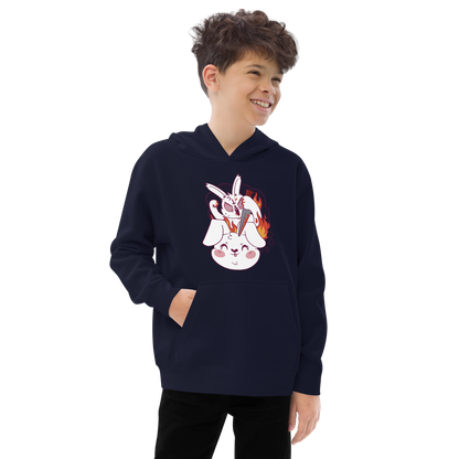 Funny angry bunny cartoon | Kids fleece hoodie