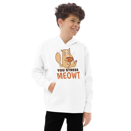 Stressed cat pun | Kids fleece hoodie