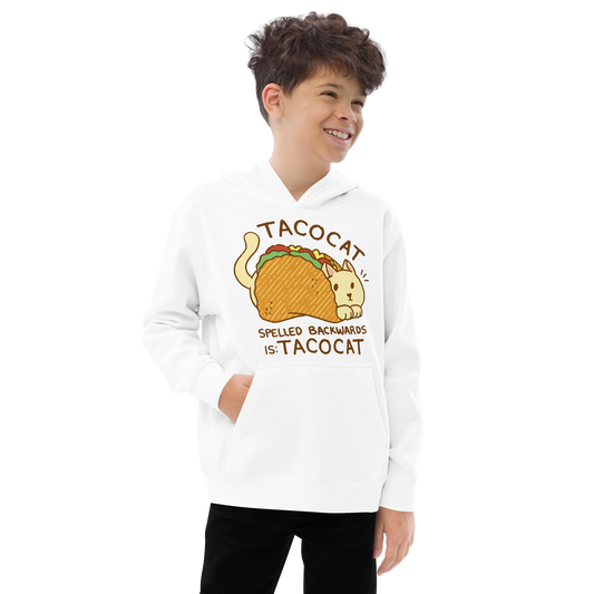Cat animal in taco cartoon | Kids fleece hoodie