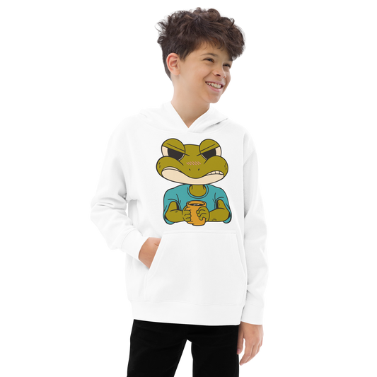 Angry frog cartoon animal | Kids fleece hoodie