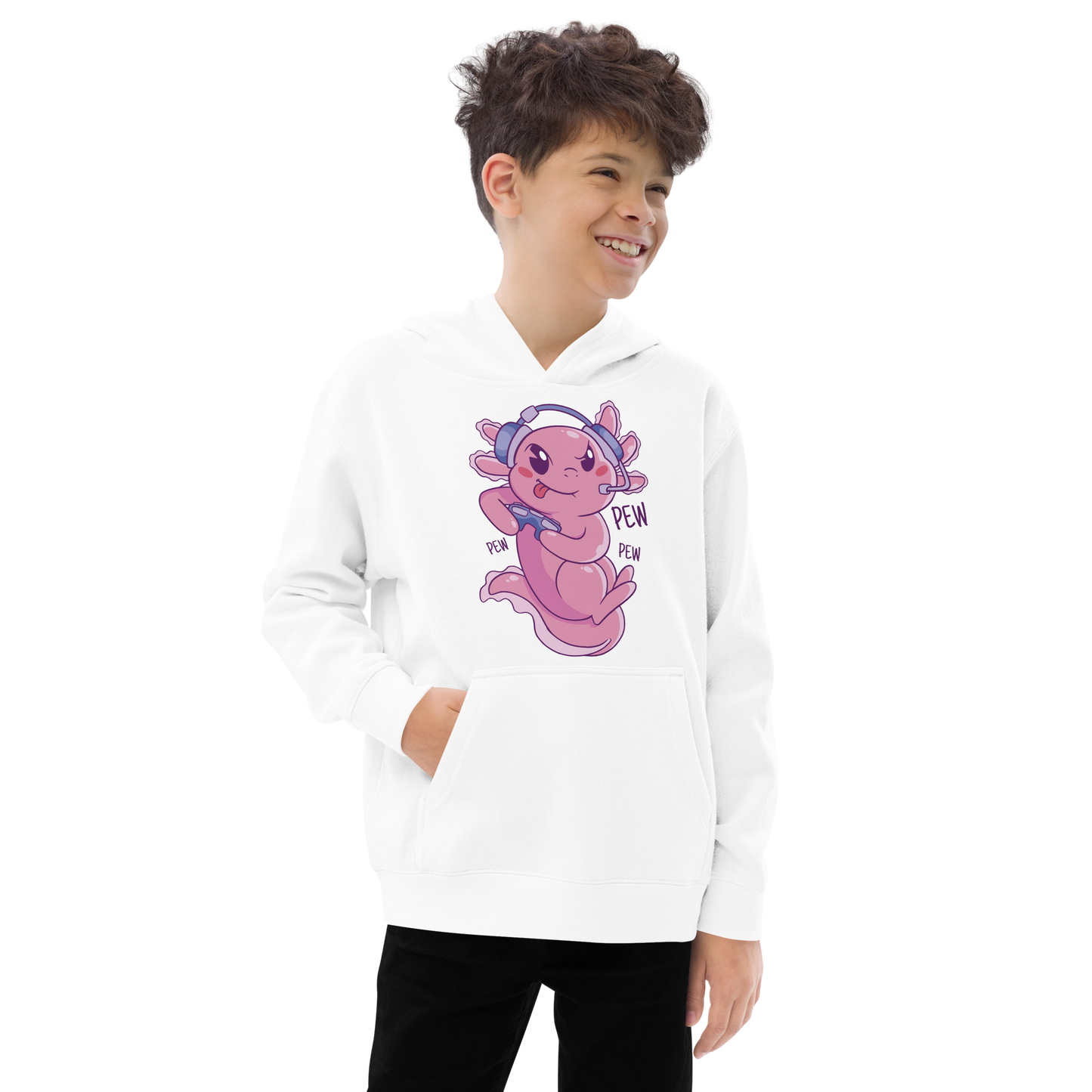 Axolotl animal gamer | Kids fleece hoodie