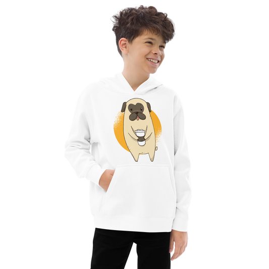 Coffee Pug | Kids fleece hoodie