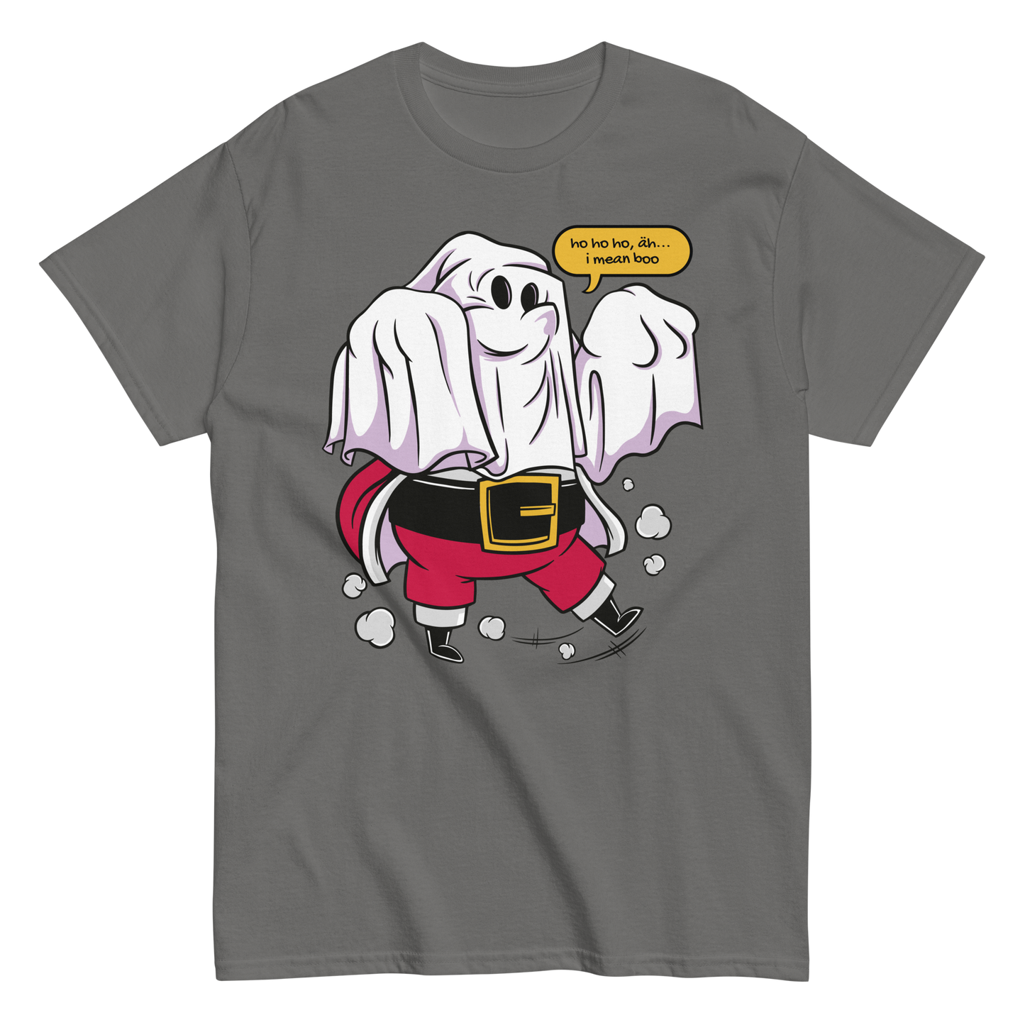 Santa claus wearing a ghost costume and saying "Ho ho ho, I mean boo" | Men's classic tee