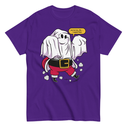 Santa claus wearing a ghost costume and saying "Ho ho ho, I mean boo" | Men's classic tee