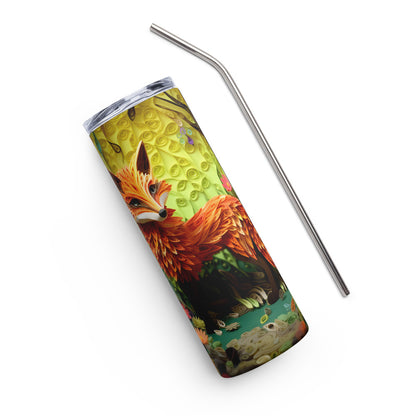 3D quilling a Fox  Straight & Tapered 20oz Skinny Tumbler Wrap,20 oz Tumbler Sublimation Design PNG | Digital Download
