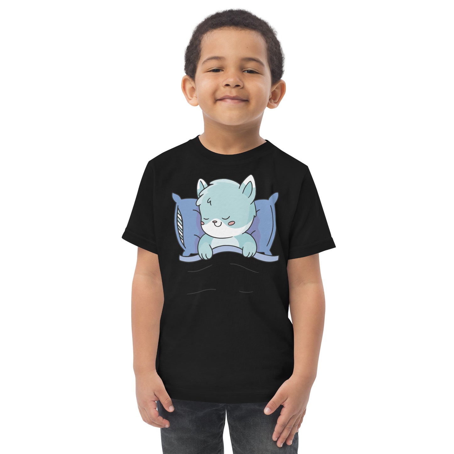 Cute sleeping cat cartoon | Toddler jersey t-shirt