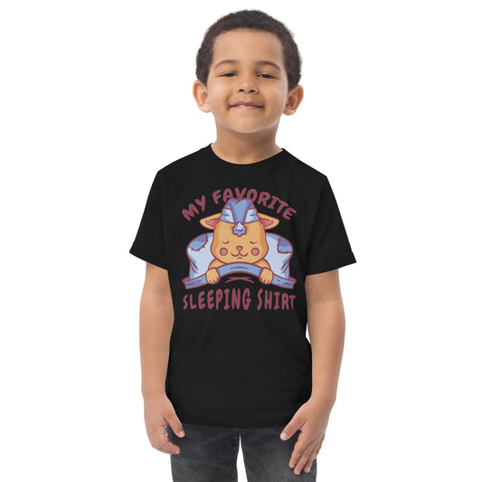 Cat sleeping in bed | Toddler jersey t-shirt