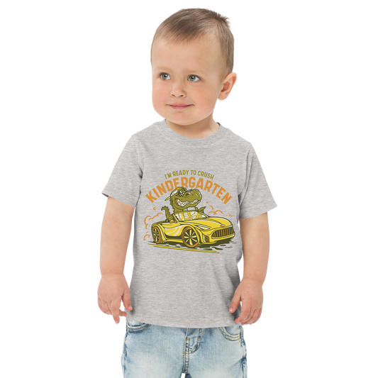 Ready to crush kindergarten t-rex in car | Toddler jersey t-shirt