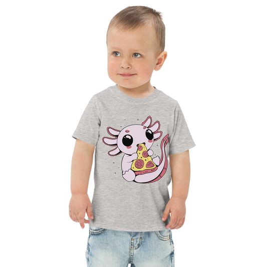 Cute axolotl eating pizza | Toddler jersey t-shirt