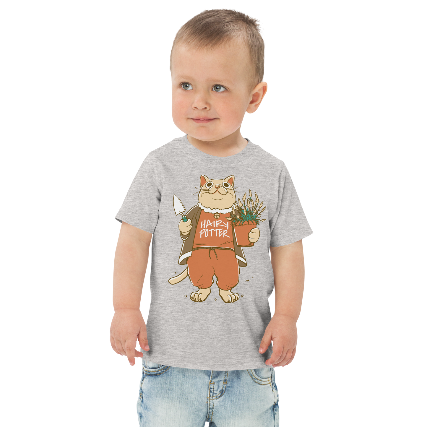 Cat animal with plant | Toddler jersey t-shirt
