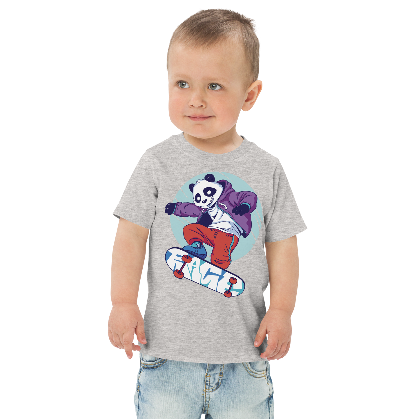 Panda skateboarding | Toddler jersey t-shirt
