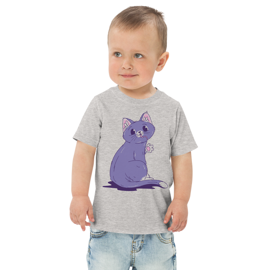 Purple cat eating mouse | Toddler jersey t-shirt