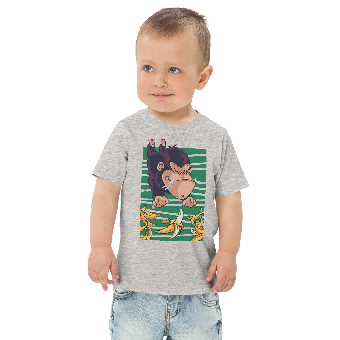Gorilla Chasing Bananas | Toddler jersey t-shirt