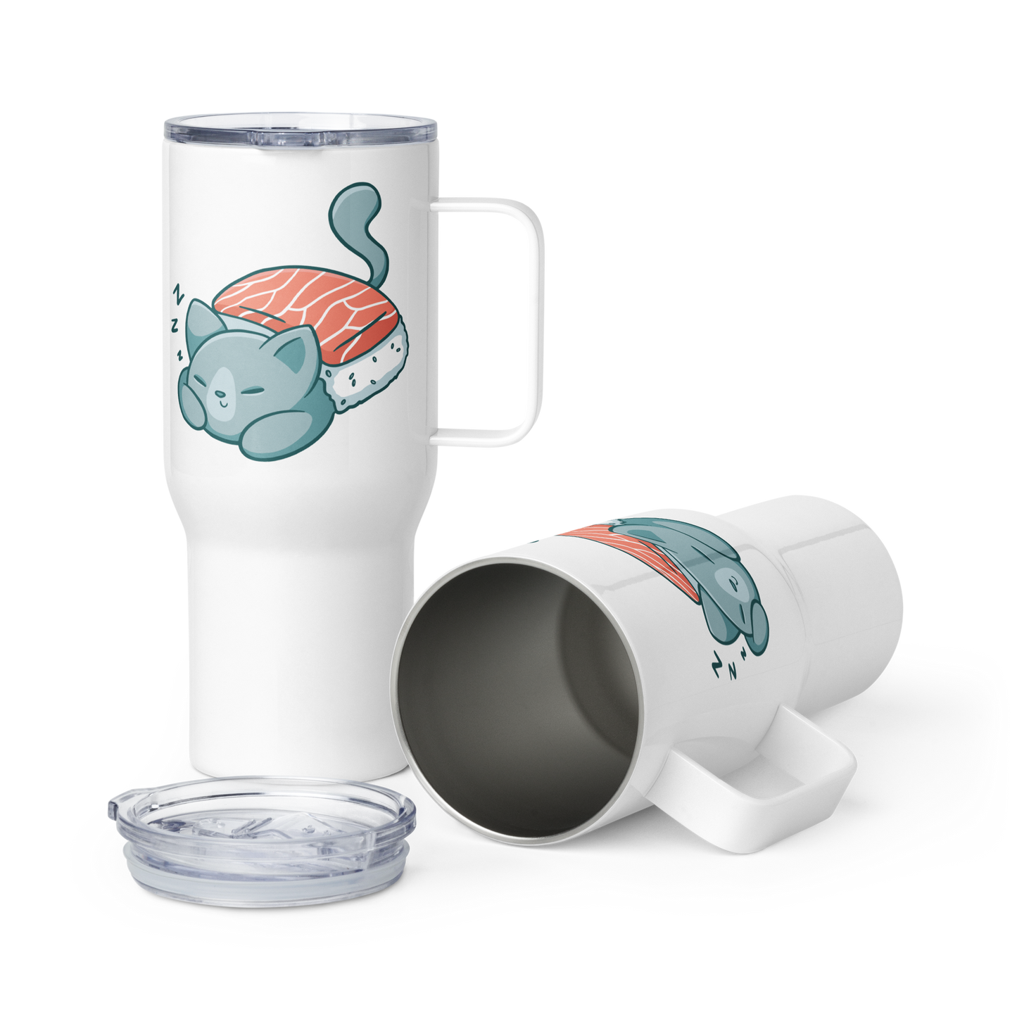 Cat sleeping sushi blanket | Travel mug with a handle