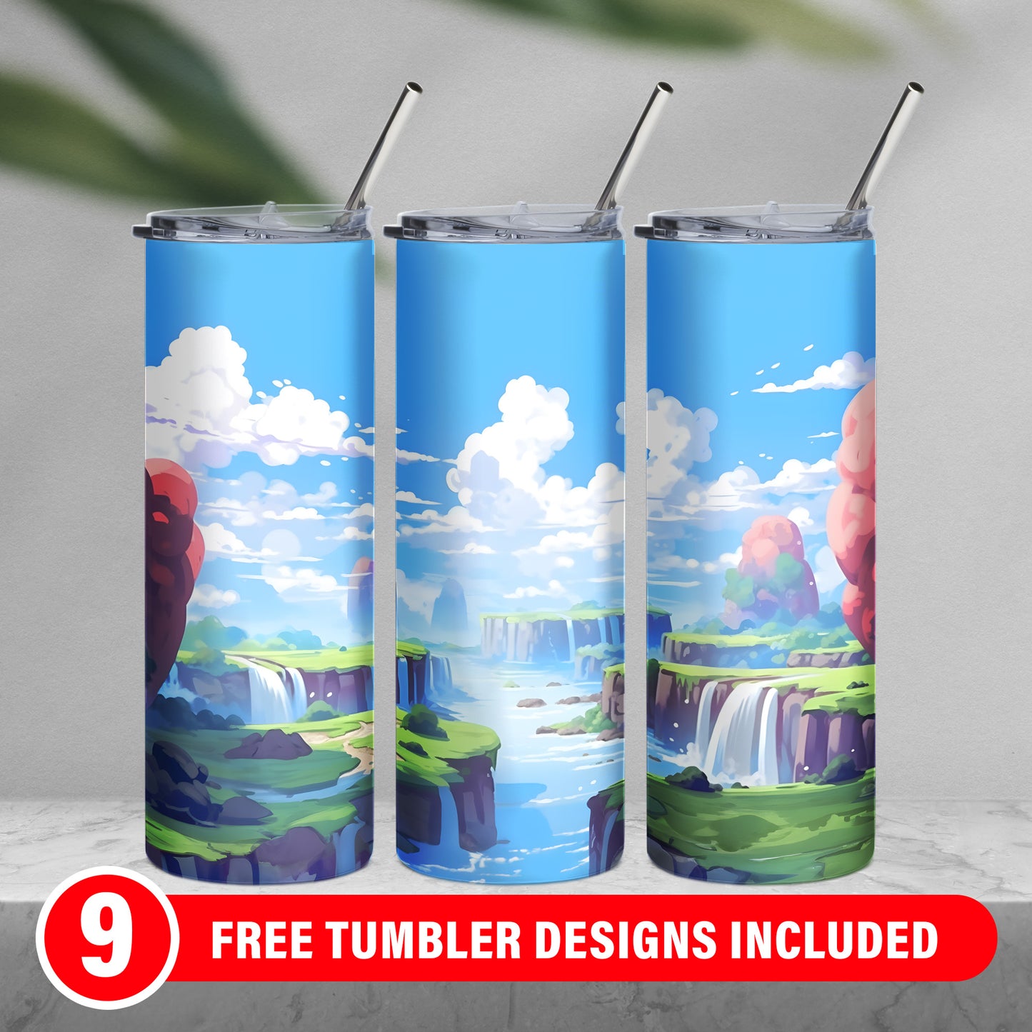 Cartoon Sun Light Sky Straight & Tapered 20oz Skinny Tumbler Wrap,20 oz Tumbler Sublimation Design PNG | Digital Download