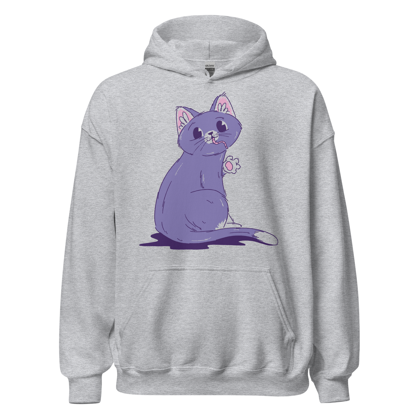 Purple cat eating mouse | Unisex Hoodie