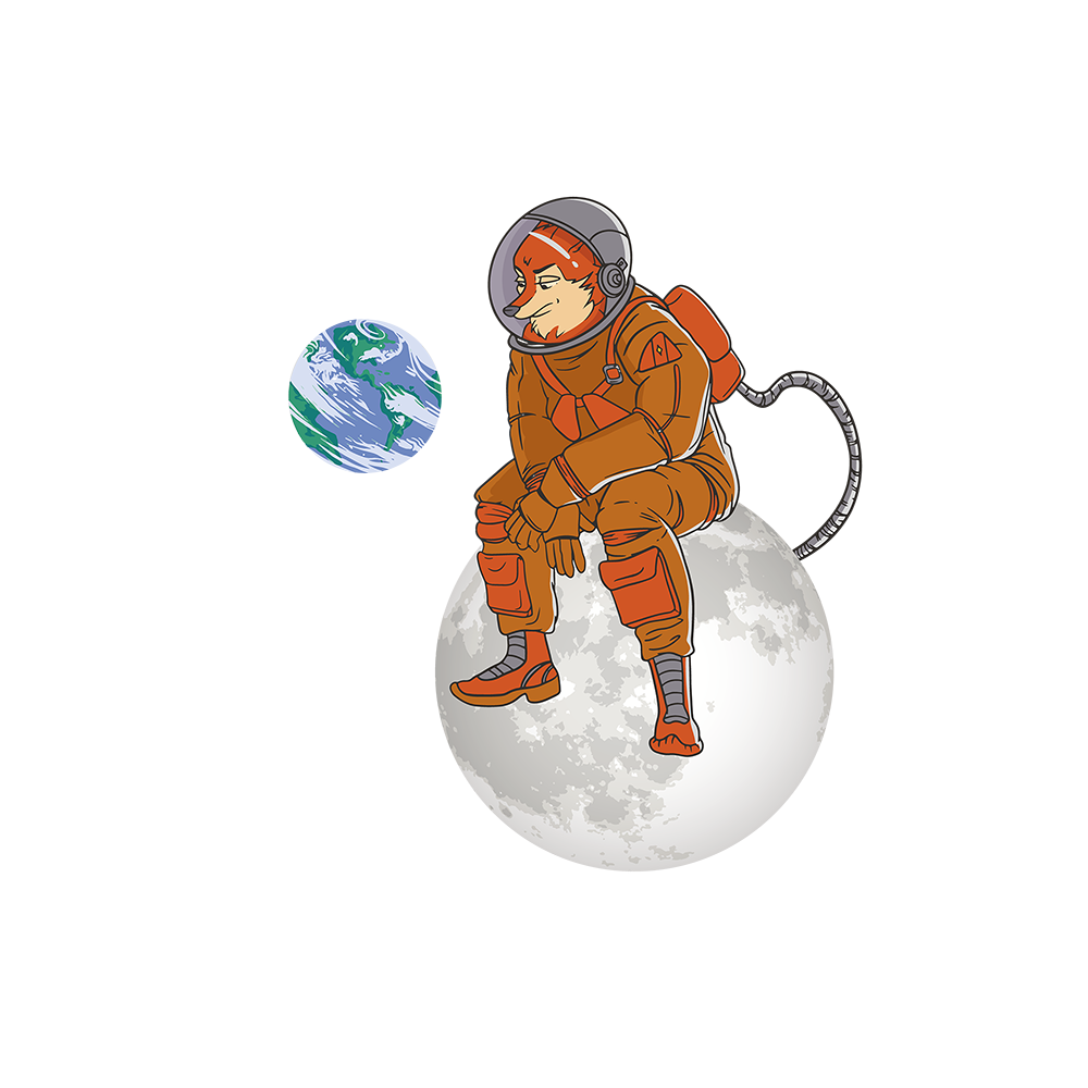 a fox astronaut sitting on the moon | Unisex Hoodie
