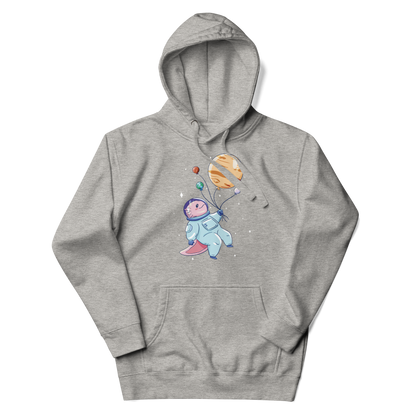 Axolotl in space with planet balloons | Unisex Hoodie