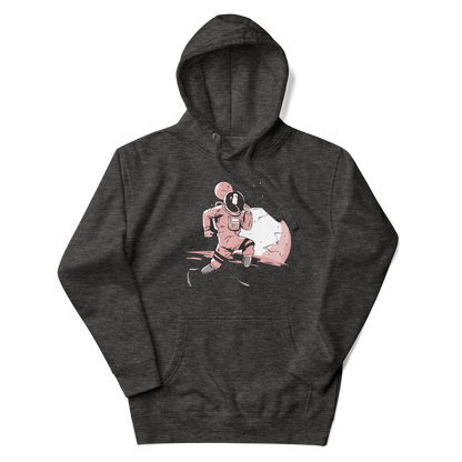 a disabled astronaut running on the moon | Unisex Hoodie