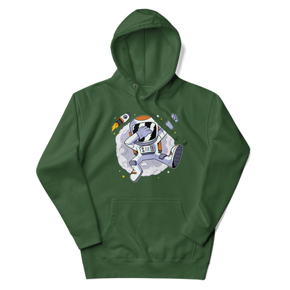 an astronaut dabbing in space against the moon | Unisex Hoodie