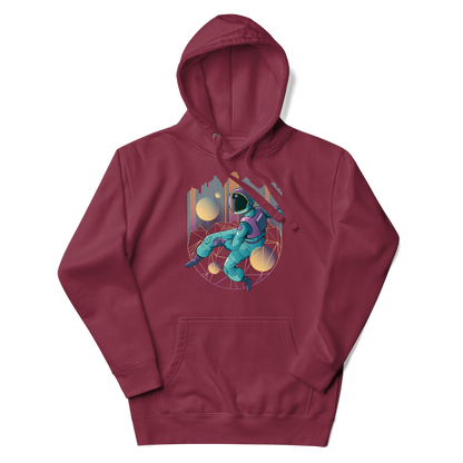 an astronaut over geometric shapes | Unisex Hoodie