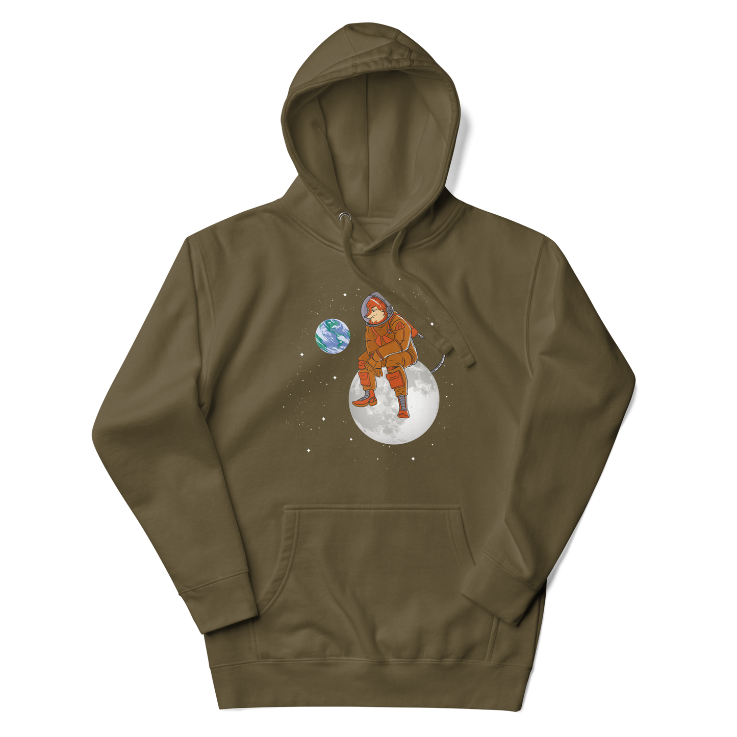 a fox astronaut sitting on the moon | Unisex Hoodie