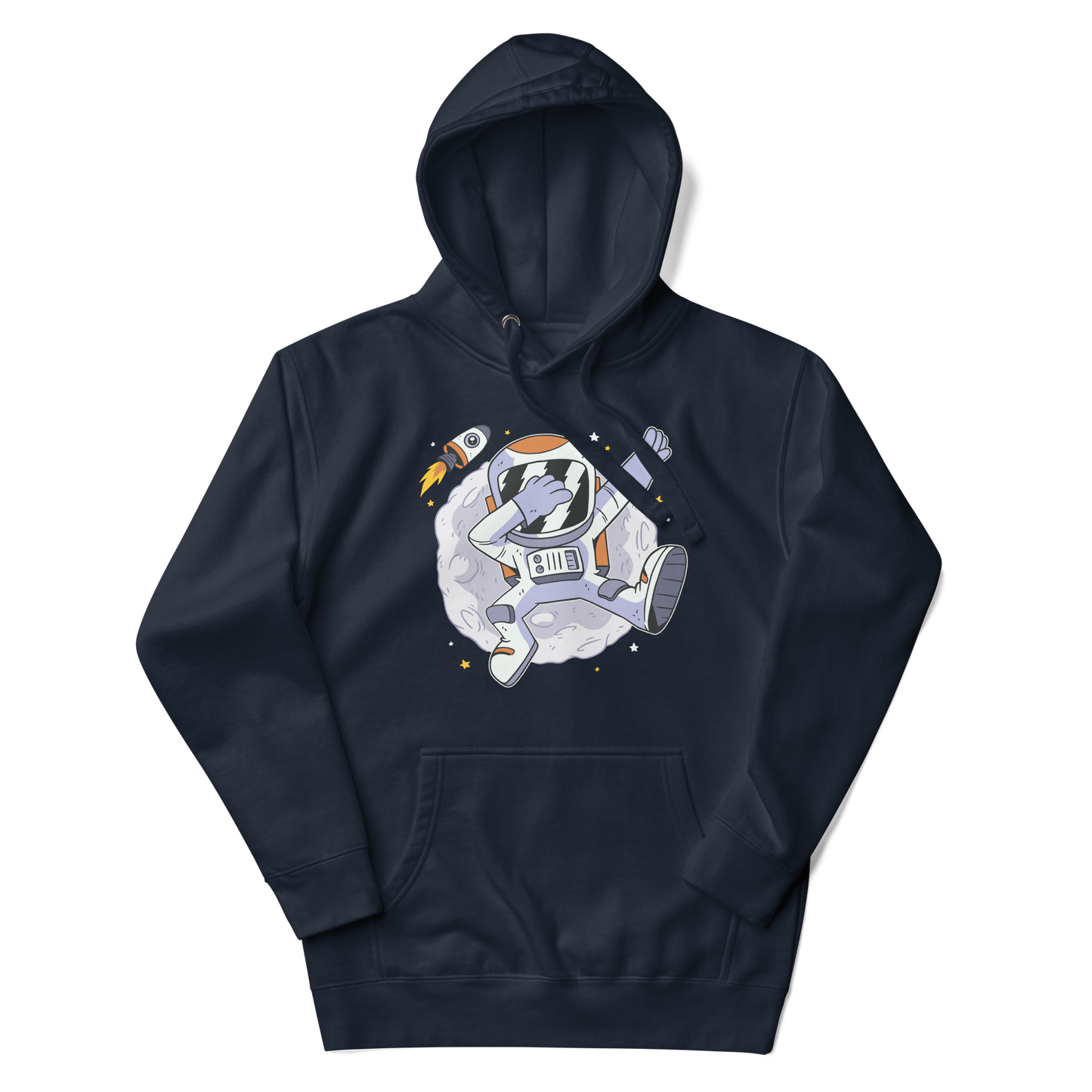 an astronaut dabbing in space against the moon | Unisex Hoodie