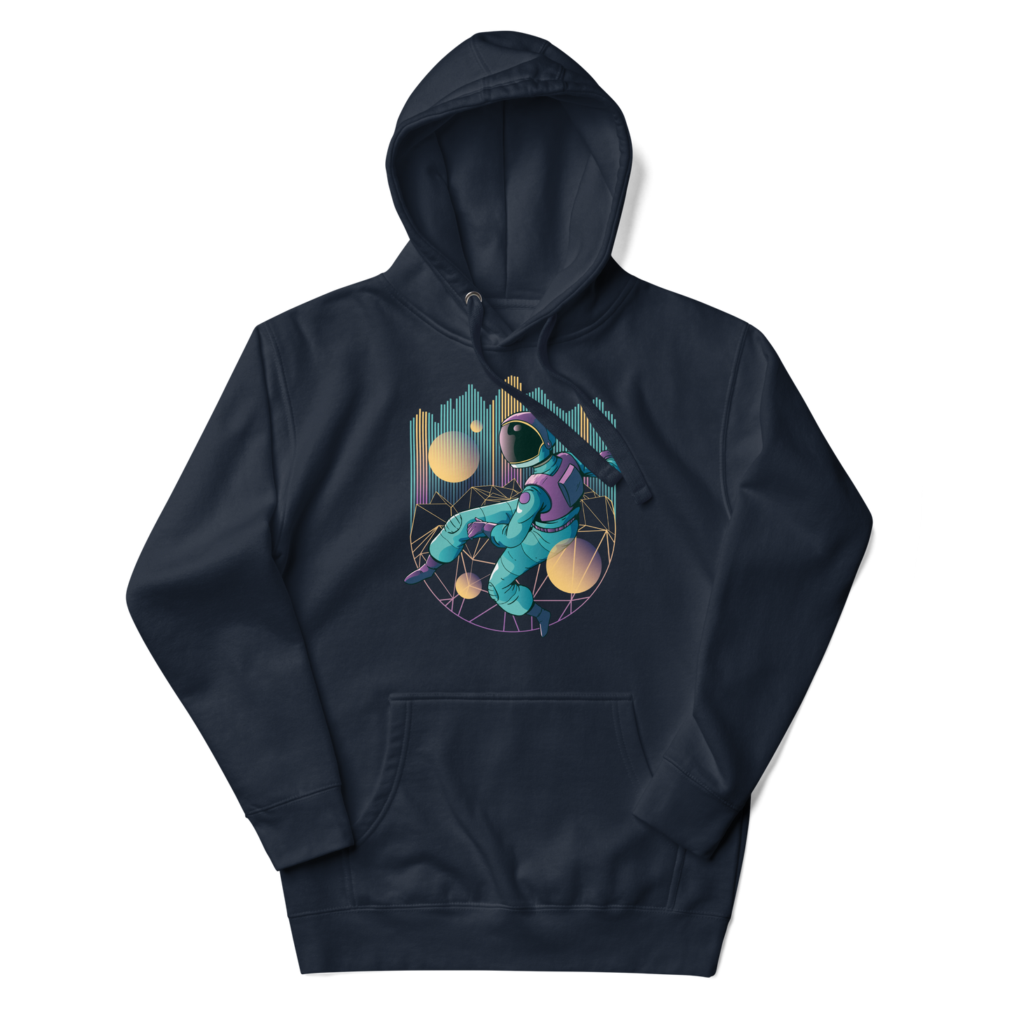 an astronaut over geometric shapes | Unisex Hoodie