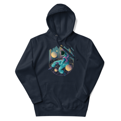 an astronaut over geometric shapes | Unisex Hoodie